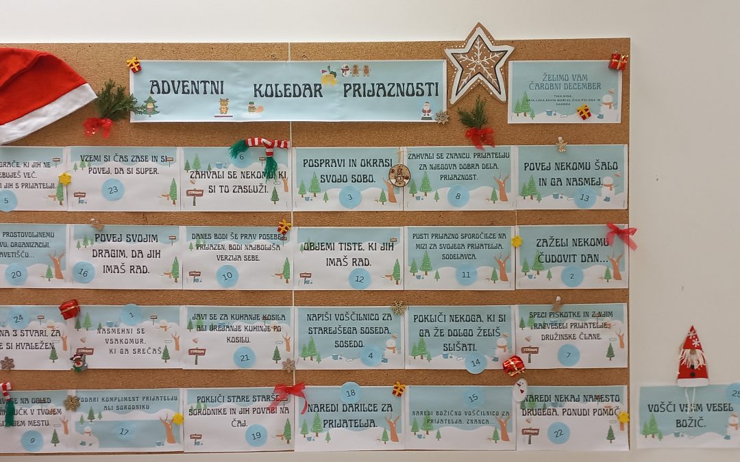 Adventi koledar na podružnici s prilagojenim programom
